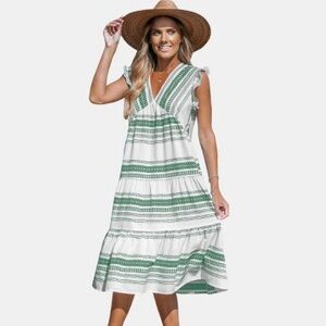 Women's Boho Sleeveless Ruffled Midi Dress - Cupshe-L-Green